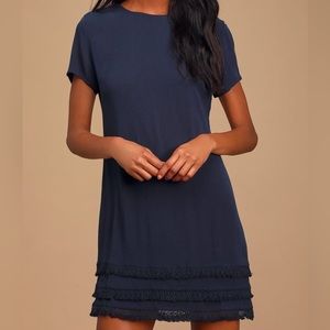 Lulu's Navy Blue Short Sleeve Dress